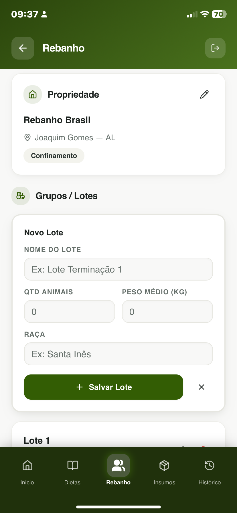 Cadastre seu rebanho